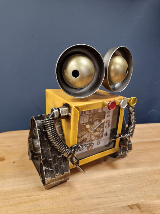 Robot Table / Mantle Clock In Distressed Metal