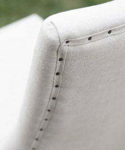 Beaumont Bar Stool in Beige Linen with Natural Oak Frame – Classic Upholstered Seating (113.5cm)