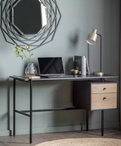 Burbury Black & Oak 2 Drawer Desk