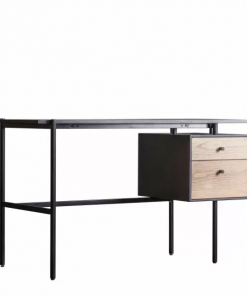 Burbury Black & Oak 2 Drawer Desk3