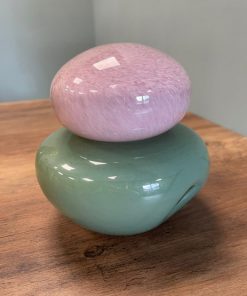 Cloudy Pink & Green Glass Jar with Lid – Decorative Modern Accent (14cm)1