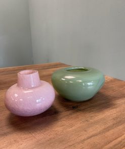 Cloudy Pink & Green Glass Jar with Lid – Decorative Modern Accent (14cm)3