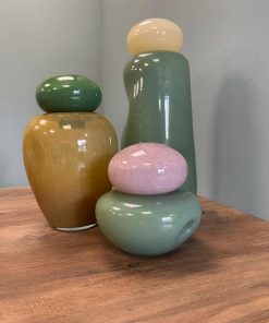 Cloudy Pink & Green Glass Jar with Lid – Decorative Modern Accent (14cm)5