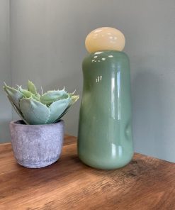 Cloudy Pink & Green Glass Jar with Lid – Decorative Modern Accent (14cm)7