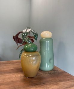 Cloudy Pink & Green Glass Jar with Lid – Decorative Modern Accent (14cm)8