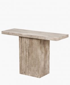 Concrete Effect Wood Veneer Console Table – Fluted Centre Pedestal – 120x40x76cm3