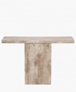 Concrete Effect Wood Veneer Console Table – Fluted Centre Pedestal – 120x40x76cm5