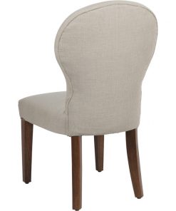 Contempoary Taupe Linen Dining Chair – Solid Mango Wood Legs3
