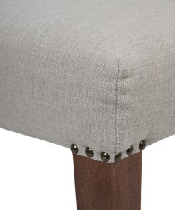 Contempoary Taupe Linen Dining Chair – Solid Mango Wood Legs4
