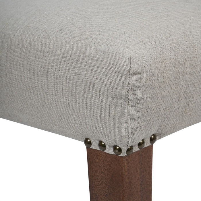 Contempoary Taupe Linen Dining Chair – Solid Mango Wood Legs Contempoary Taupe Linen Dining Chair – Solid Mango Wood Legs