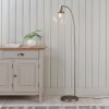 Contemporary Antique Brass Floor Lamp with White Glass Shade