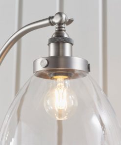 Contemporary Aged Silver Floor Lamp with Glass Shade2