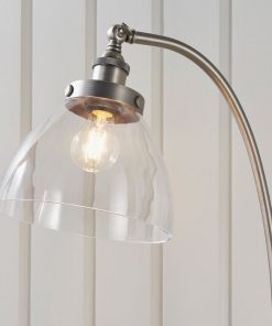 Contemporary Aged Silver Floor Lamp with Glass Shade5