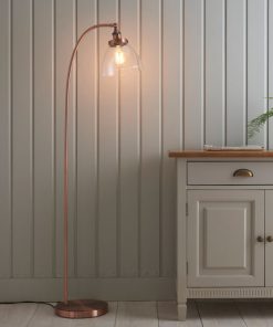 Contemporary Aged Silver Floor Lamp with Glass Shade