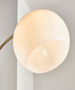 Contemporary Antique Brass Floor Lamp with White Glass Shade2