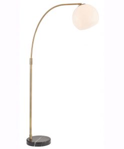 Contemporary Antique Brass Floor Lamp with White Glass Shade6