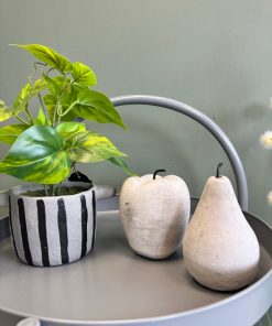 Decorative Apple & Pear Ornament Set – Rustic Stone Effect Décor