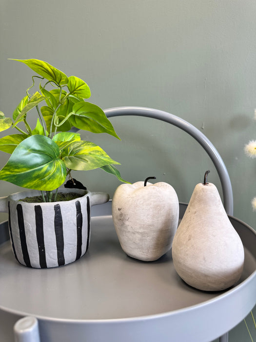 Decorative Apple & Pear Ornament Set – Rustic Stone Effect Décor