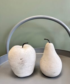 Decorative Apple & Pear Ornament Set – Rustic Stone Effect Décor