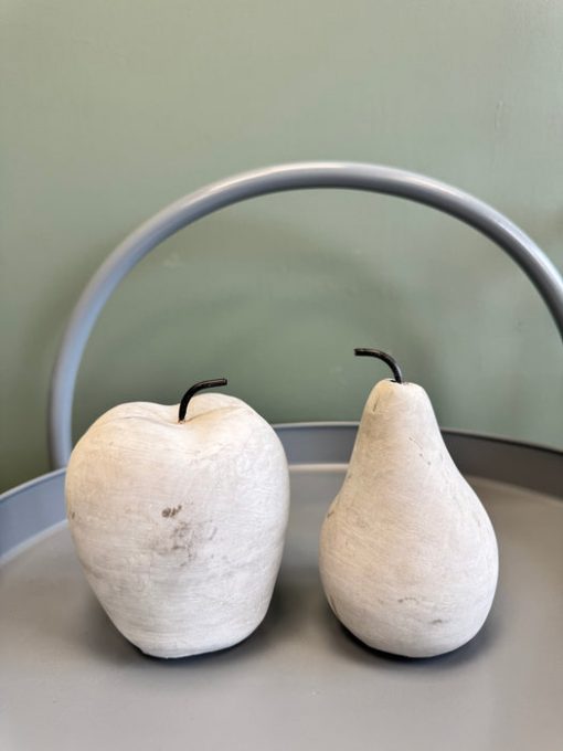 Decorative Apple & Pear Ornament Set – Rustic Stone Effect Décor