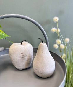 Decorative Apple & Pear Ornament Set – Rustic Stone Effect Décor3