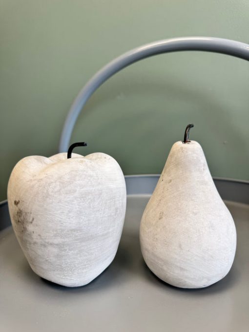 Decorative Apple & Pear Ornament Set – Rustic Stone Effect Décor