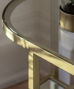 Elegant Champagne Gold Media Unit with Glass Shelves – Stylish TV Stand for Modern Living Rooms4