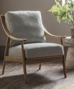 Elegant Natural Linen Armchair – Ash Wood Frame & Foam Cushions