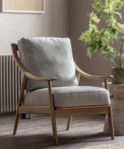 Elegant Natural Linen Armchair – Ash Wood Frame & Foam Cushions