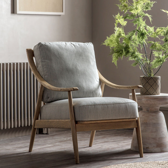 Elegant Natural Linen Armchair – Ash Wood Frame & Foam Cushions Elegant Natural Linen Armchair – Ash Wood Frame & Foam Cushions