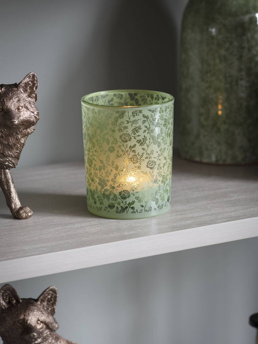 Laura Ashley Green Glass Tealight Holder