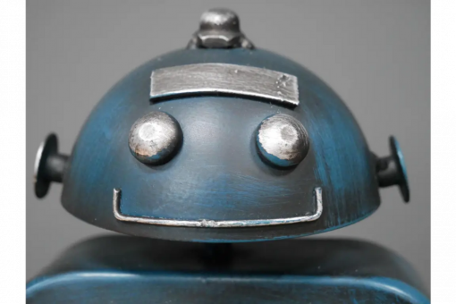 Novelty Robot Tabletop Clock, Blue & Silver, Metal