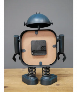 Novelty Robot Tabletop Clock, Blue & Silver, Metal5