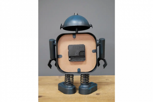 Novelty Robot Tabletop Clock, Blue & Silver, Metal