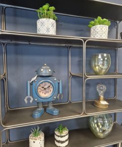 Novelty Robot Tabletop Clock, Blue & Silver, Metal6