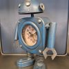 Robot Table / Mantle Clock In Distressed Metal