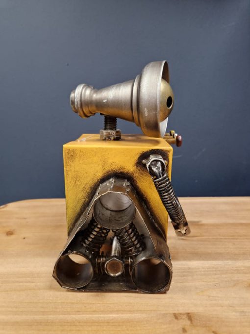 Robot Table / Mantle Clock In Distressed Metal